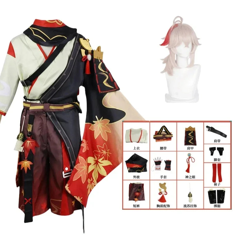 Samurai Cosplay Costume with Wig & Red Glasses – Halloween Party Outfit