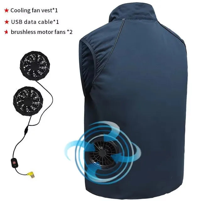 Men's USB Cooling Vest – Rechargeable Fan Jacket for Outdoor Work, Sports, Hiking & Summer Heat Protection