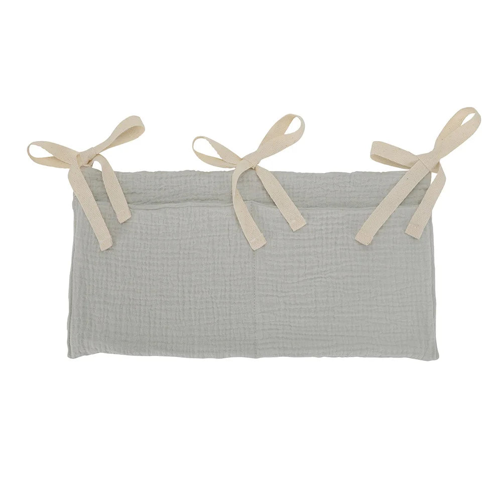 Organizador Colgante para Cuna de Bebé – Cesta de Almacenamiento para Mesita de Noche con 2 Bolsillos para Pañales, Juguetes, Ropa y Artículos Esenciales para Bebés