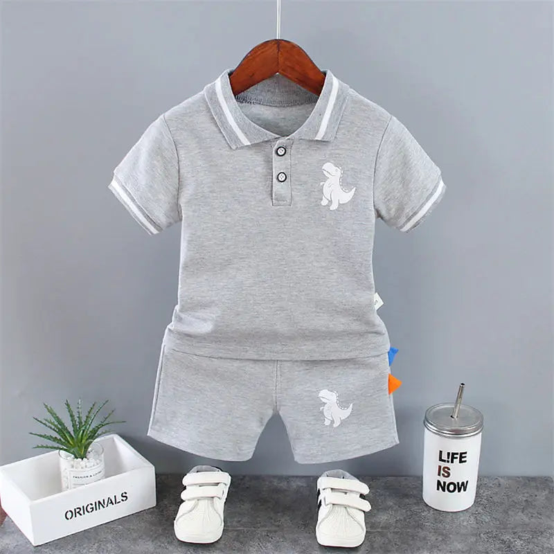 Conjunto de camiseta y pantalón corto de dinosaurios para bebé, ropa casual de verano de 2 piezas (0-5 años)