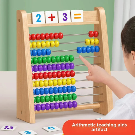 Juguete clásico de madera para contar – Ábaco Montessori de 100 cuentas, juguete de aprendizaje de matemáticas preescolares, tablero de práctica de aritmética numérica, regalo de educación temprana para niños pequeños