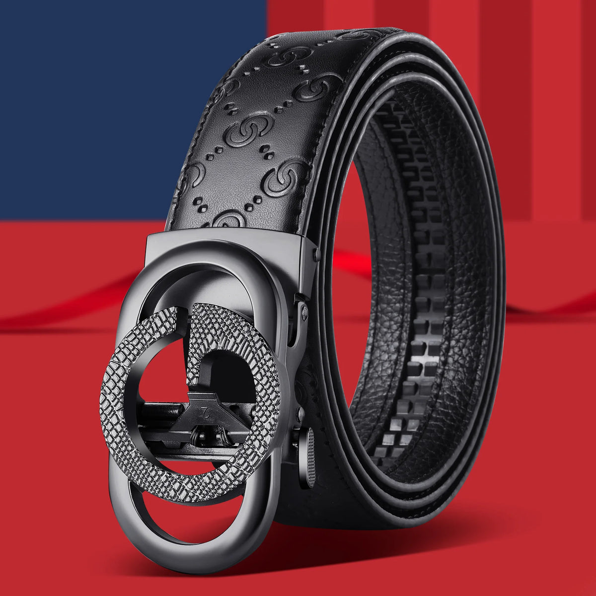 Men's Luxury-Style Canvas & Leather Belt – Automatic Buckle Designer-Style Waist Belt for Business, Jeans & Casual Everyday Wear