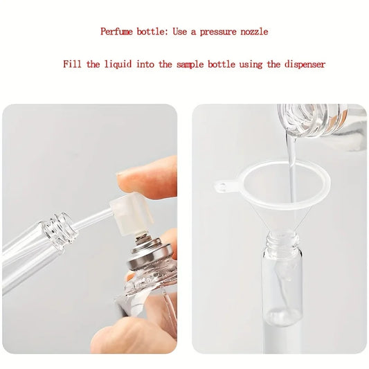 Lot de 30 vaporisateurs en verre avec accessoires – Mini-flacons de parfum rechargeables de 2/3/5/10 ml avec entonnoir, seringue, compte-gouttes et paille pour parfums, huiles essentielles et cosmétiques DIY