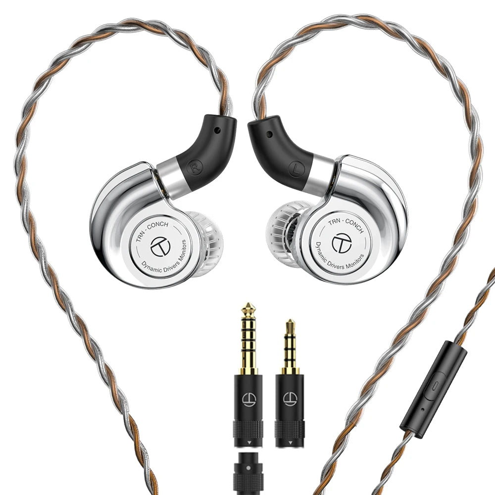 Écouteurs intra-auriculaires TRN Conch HiFi – IEM à transducteur dynamique DLC Diamond avec embouts de réglage interchangeables pour le jeu, la musique et les appareils Xiaomi