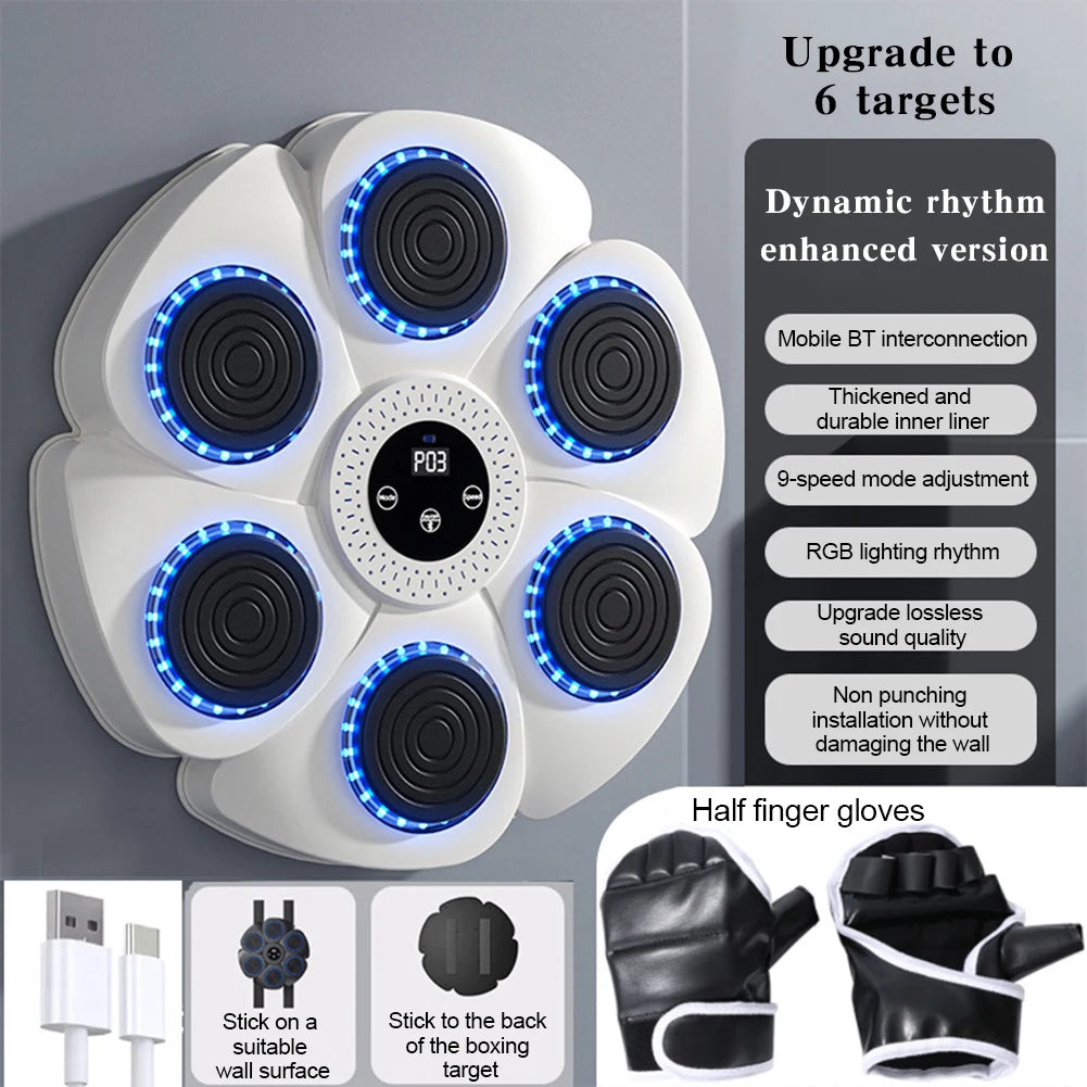 Máquina de Boxeo Musical Inteligente – Entrenador Interactivo de Boxeo de Pared para Adultos y Niños, Fitness en Casa, Entrenamiento de Reacción y Ejercicios