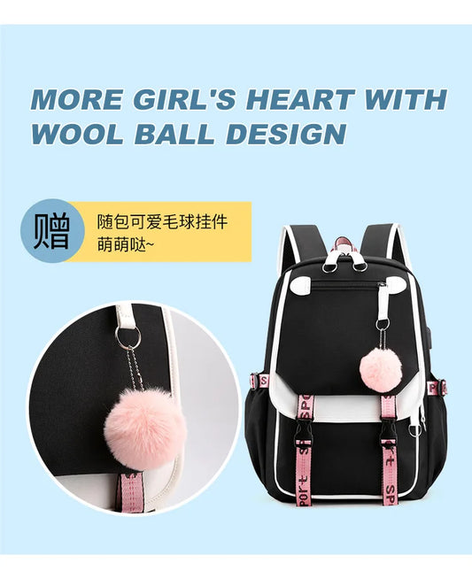 Mochila infantil de gran capacidad inspirada en el anime | Escolar para niños y niñas con compartimento para portátil