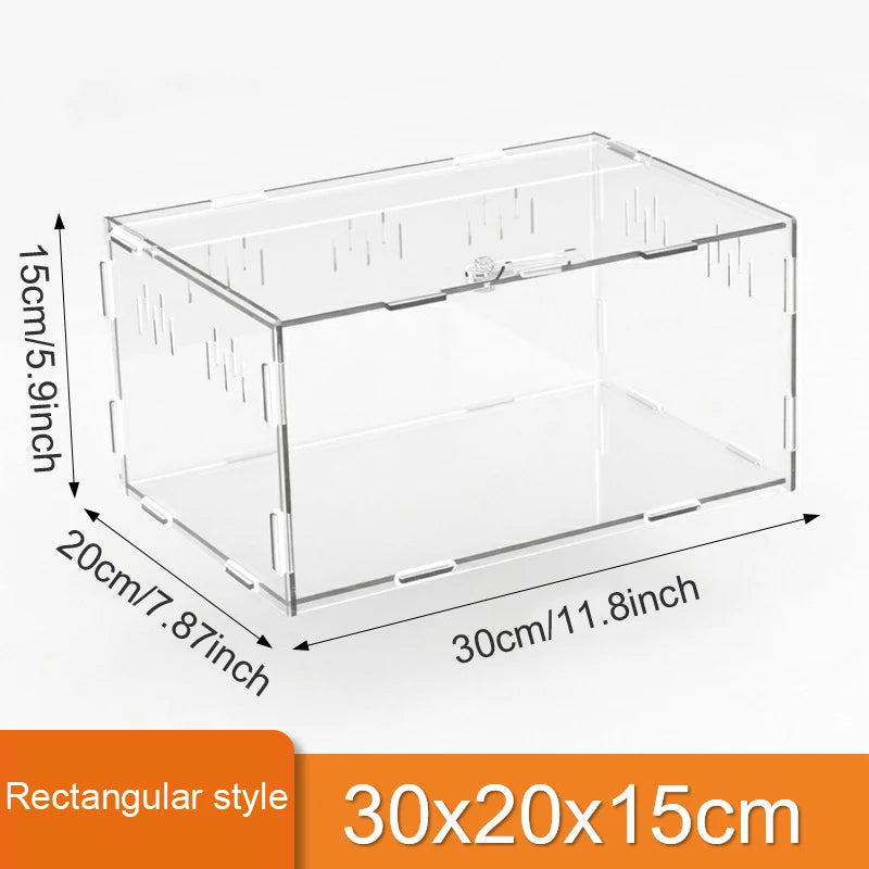 Clear Acrylic Reptile Terrarium Breeding Box – Transparent Nano Habitat Enclosure for Turtles, Arboreal Tarantulas, Bearded Dragons & Small Reptiles
