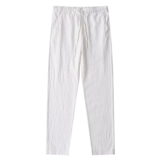 Men's Cotton Linen Pants – Breathable Solid-Color Trousers with Back Pocket, Casual Fitness & Streetwear Pants for Autumn