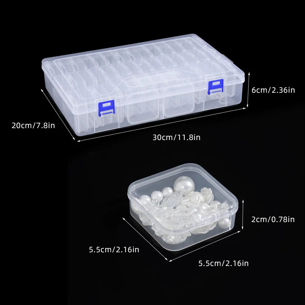 Transparent Plastic Storage Organizer Box – 14 or 30 Compartment Case for Jewellery, Beads & Small Parts