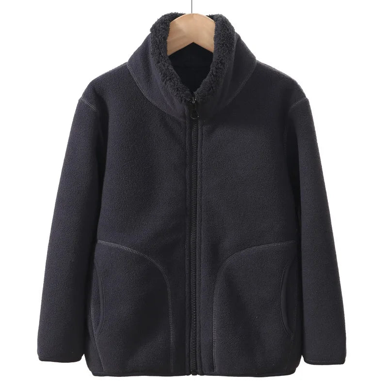 Teen Boys and Girls Winter Fleece Jacket, Thick Warm Windproof School Coat, Cozy Casual Outerwear for Older Teens and Young Adults