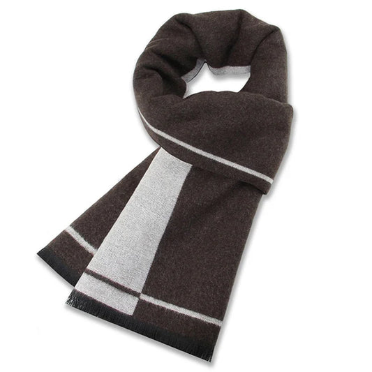 Bufanda de invierno de tacto cachemir para hombre, suave, a cuadros, cálida, mezcla de lana, chal largo