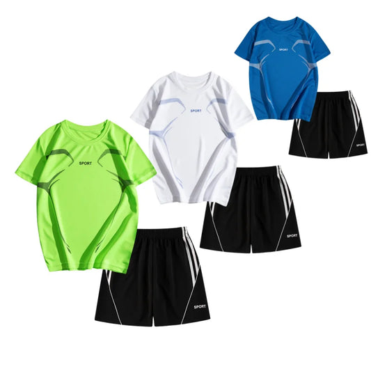 Conjunto de camiseta y pantalón corto de fútbol para niños, uniforme de entrenamiento de fútbol para niños, conjunto deportivo de 2 piezas
