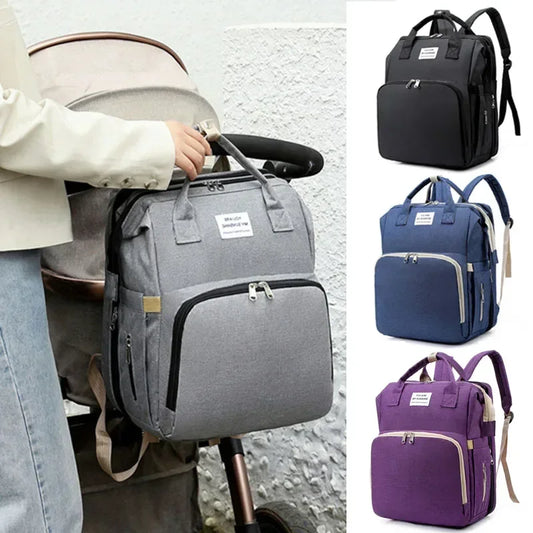 Mochila grande para pañales de bebé con cambiador - Bolsa de maternidad impermeable para mamás con almacenamiento para biberones y cuna para bebé