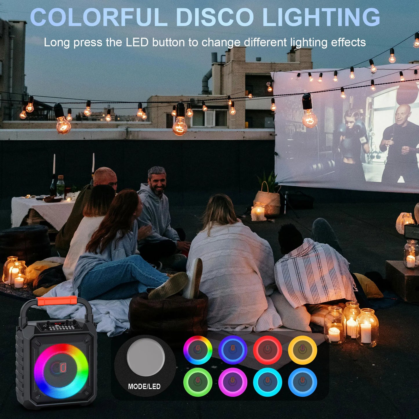 T17-T Portable Karaoke Machine – Bluetooth Speaker with 2 Wireless Microphones, DJ Lights & PA System for Parties and Outdoor Events