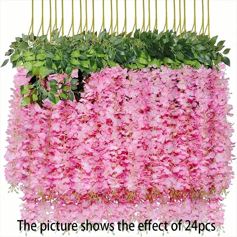 12PCS Artificial Wisteria Vine Flowers – Silk Hanging Trailing Garland for Wedding, Party & Home Decor | DIY Floral Decoration