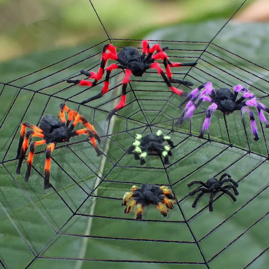 75/150/200CM Halloween Plush Giant Spider – Colorful Black Scary Spider Decoration for Haunted Houses, Bars, Outdoor Parties & Spider Web Decor