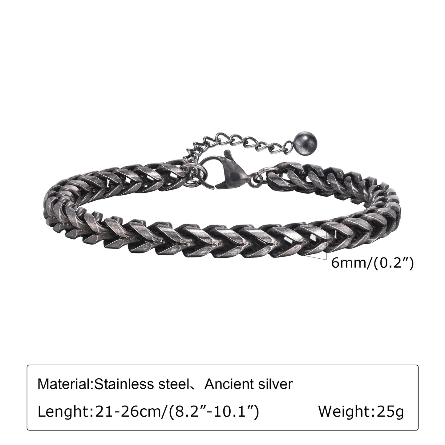 Vintage Byzantine Chain Bracelet – Stainless Steel Braided Link Wristband for Men & Boys | Retro Fashion Jewelry Gift for Father