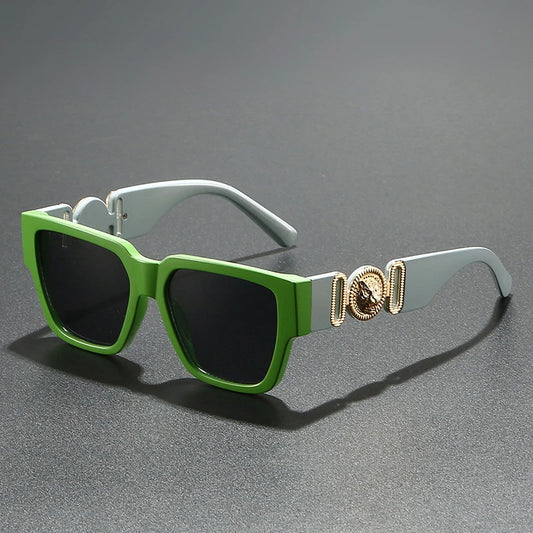 Gafas de sol de lujo de diseñador 2026 para mujer y hombre, cuadradas vintage con estampado de leopardo, protección UV400 para viajes al aire libre