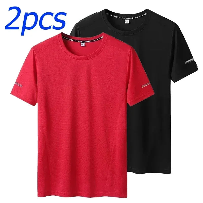 1/2PCS Plus Size Men's Quick-Dry T-Shirts – Short-Sleeve Gym & Running Tops, Lightweight Fitness Training Jerseys & Sportswear