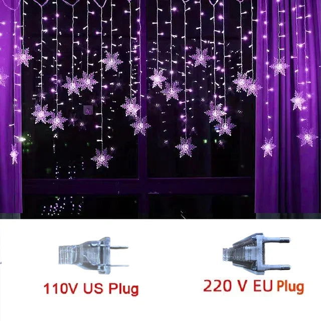 Guirlande lumineuse LED en forme de flocon de neige de 3,2 m – Guirlande lumineuse étanche pour Noël, mariages et décorations de vacances