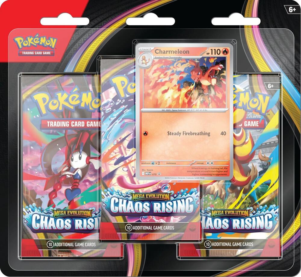 Chaos Rising Three Pack Blister # Mega Evolution TCG Merchandise