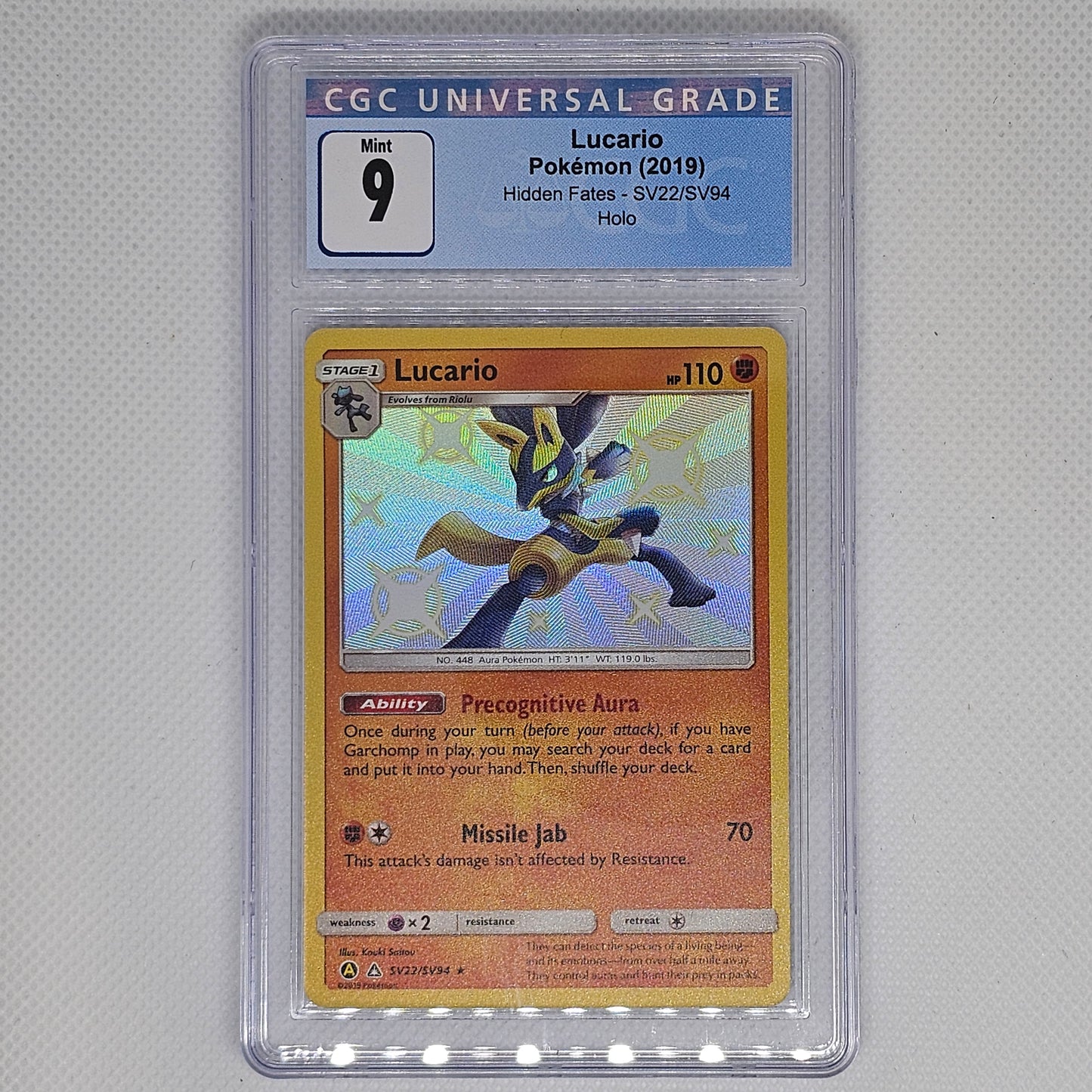 Lucario #SV22/SV94 Destinos Ocultos 2019 CGC 9