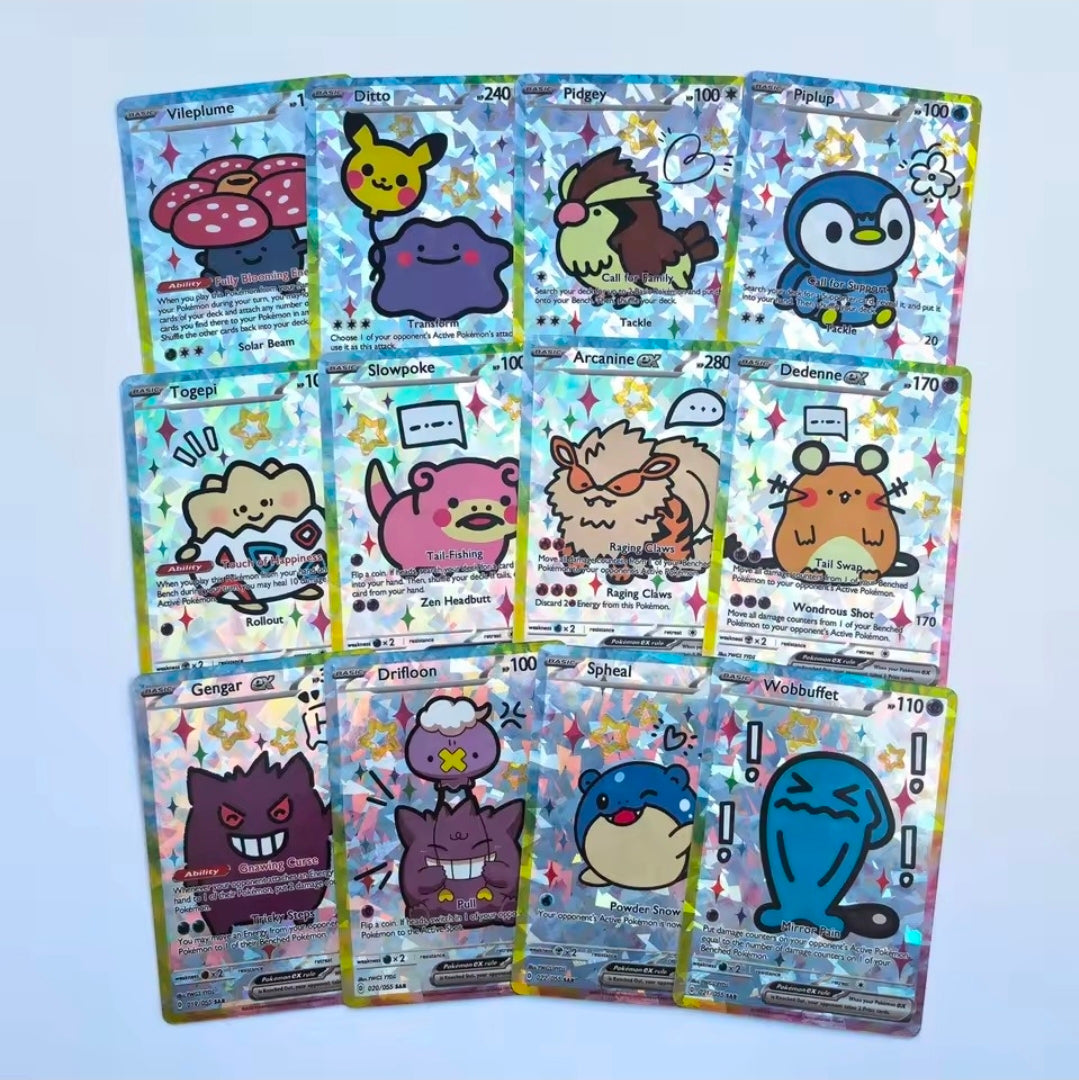 55 Pcs Pokemon Doodle Holographic Cards