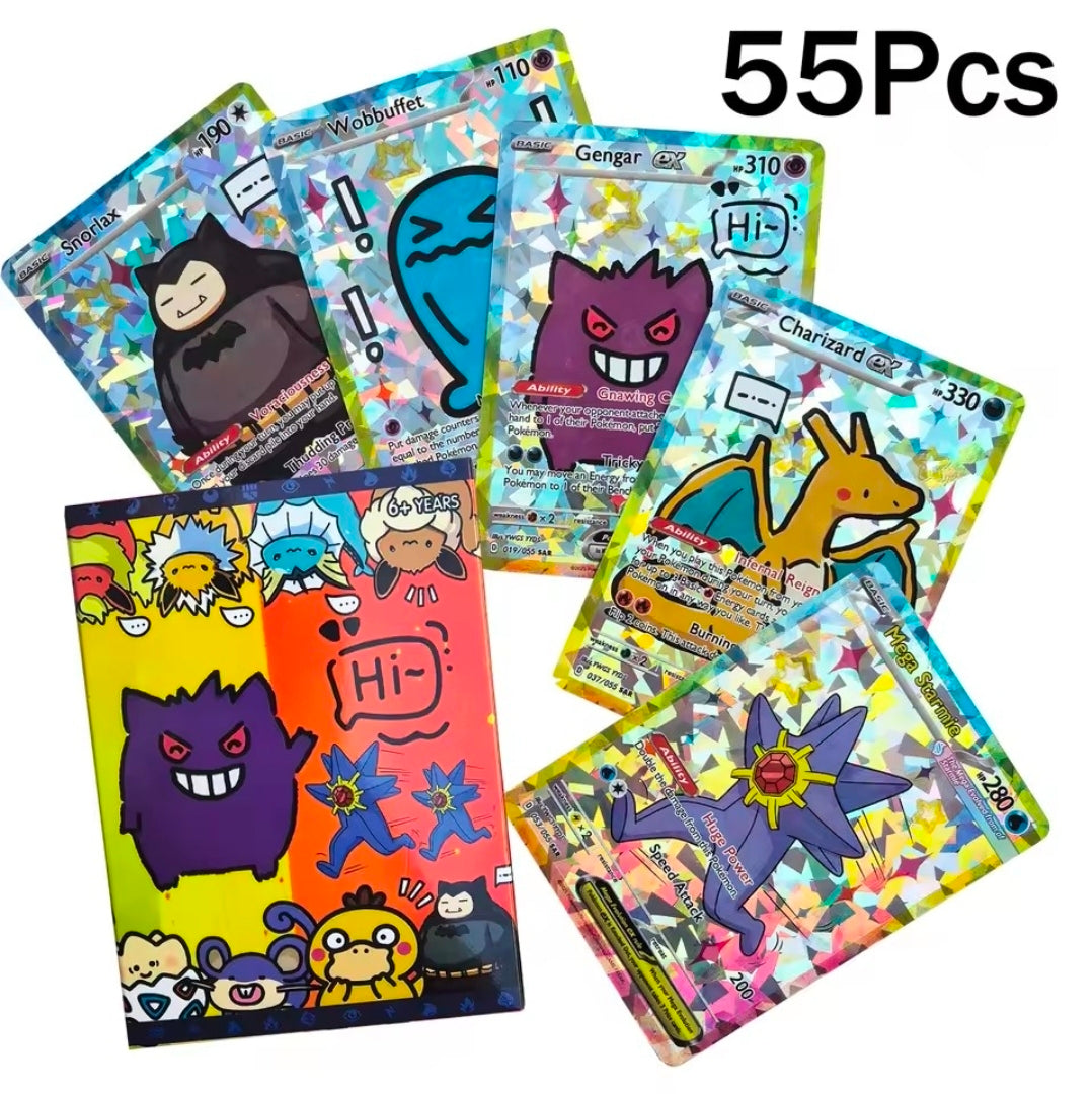 55 Pcs Pokemon Doodle Holographic Cards