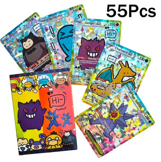 55 Pcs Pokemon Doodle Holographic Cards