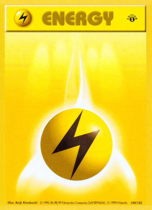 Energía Rayo 1999 Base Set 1ª Edición #100/102 Carta Coleccionable Muy Jugada