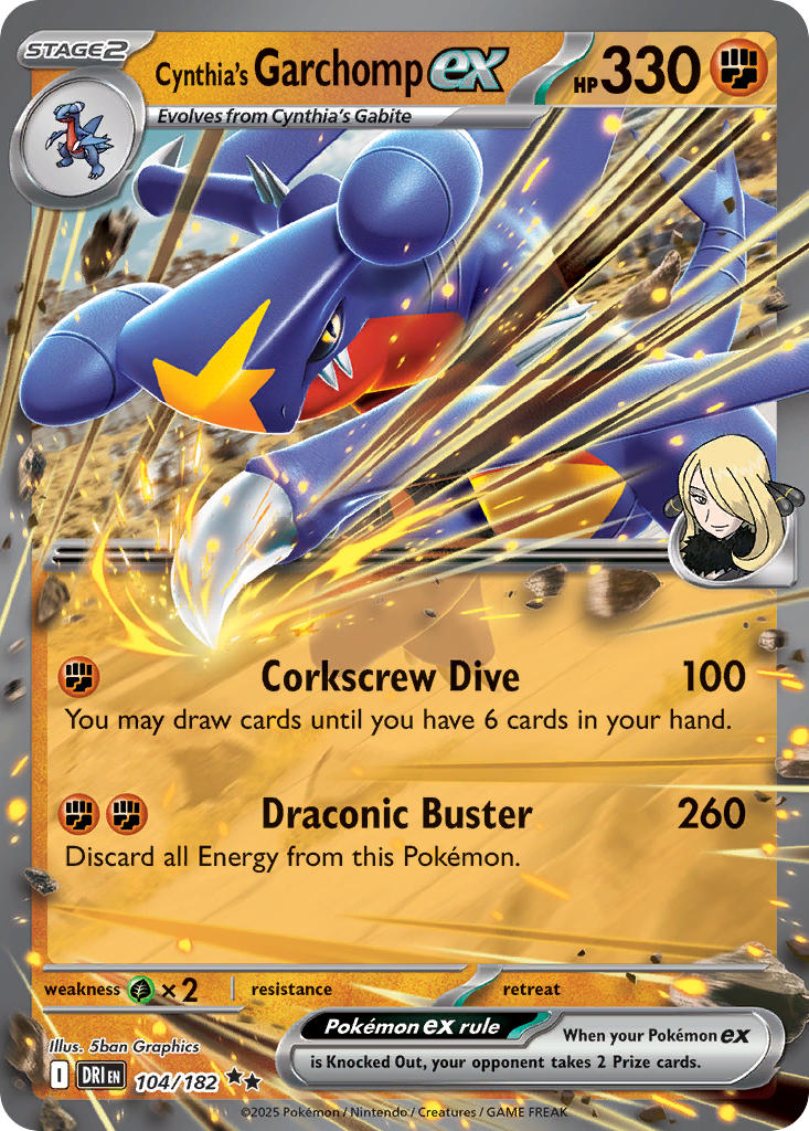 Cynthia's Garchomp ex #104/182 Destined Rivals 2025 Near Mint