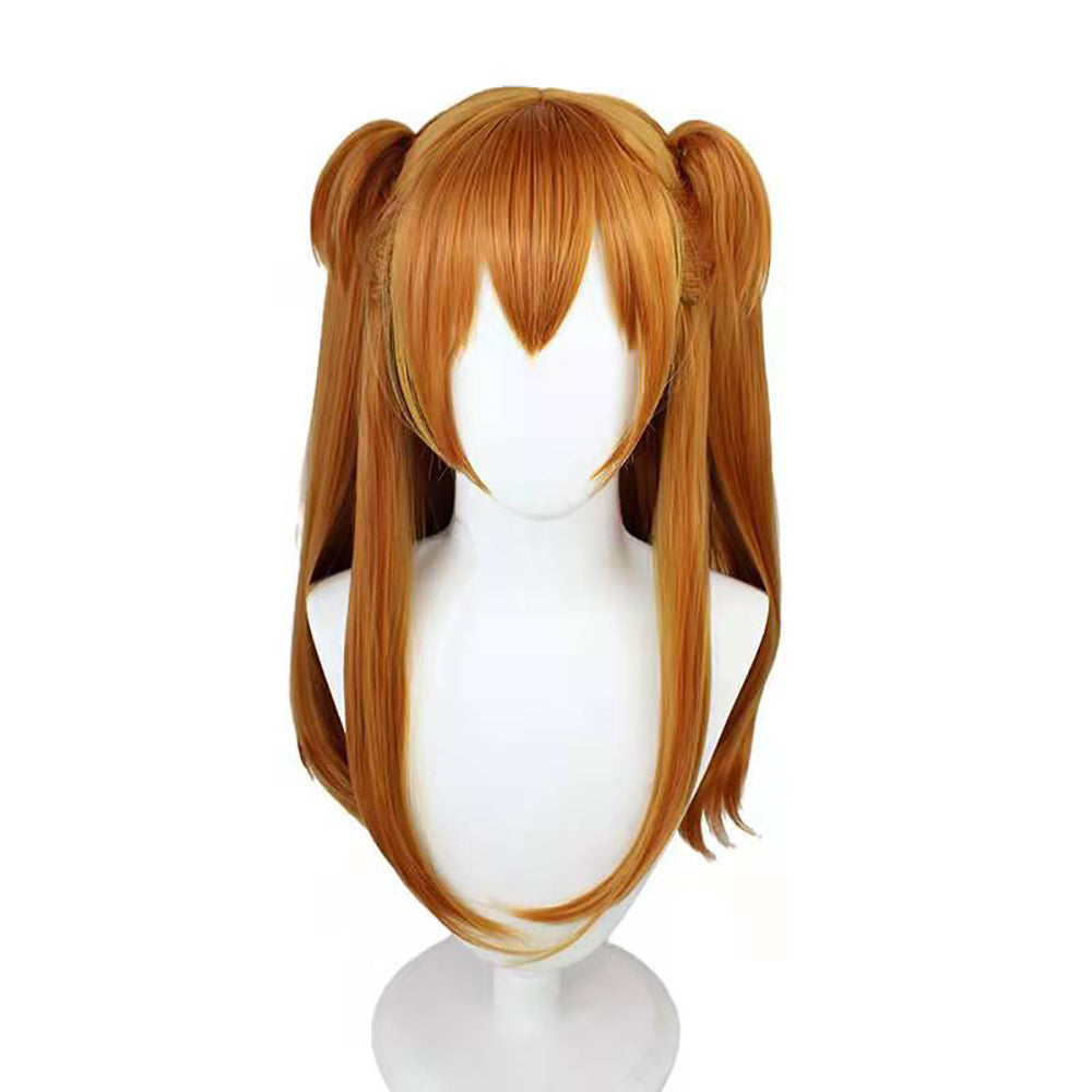 Asuka Langley Soryu Cosplay Costume Set – Wig & Hair Clips (Anime Character Accessories for Women/Girls, Halloween Party Outfit)