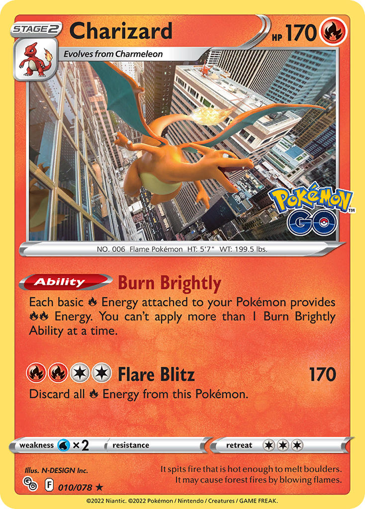 Charizard #010/078 Pokemon GO 2022 Near Mint
