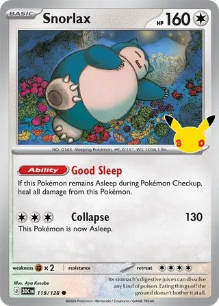 Snorlax #119/128 30th Celebration 2026 Near Mint