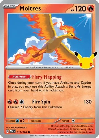 Moltres #011/128 30th Celebration 2026 Near Mint