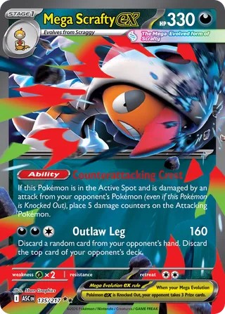 Mega Scrafty ex #135/217 Héroes Ascendidos 2026 Casi Nuevo