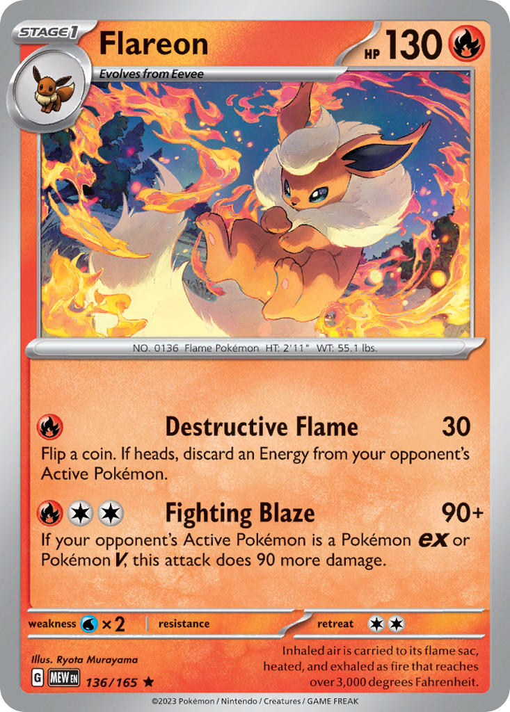Flareon 2023 151 151 #136/165 Casi Nuevo