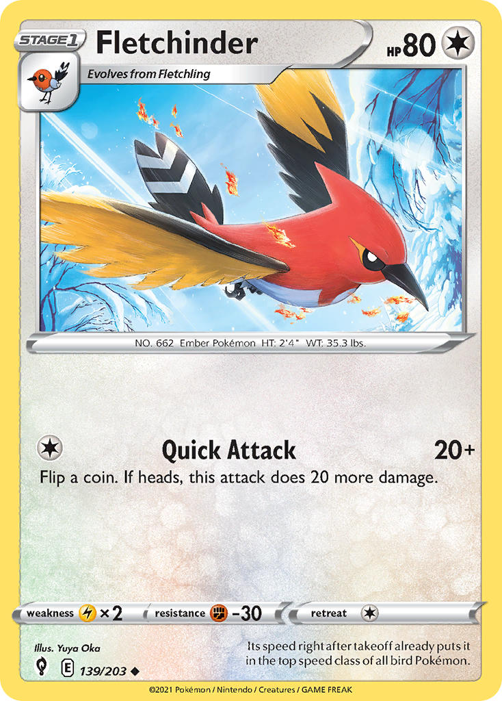 Fletchinder #139/203 Evolving Skies 2021 Near Mint