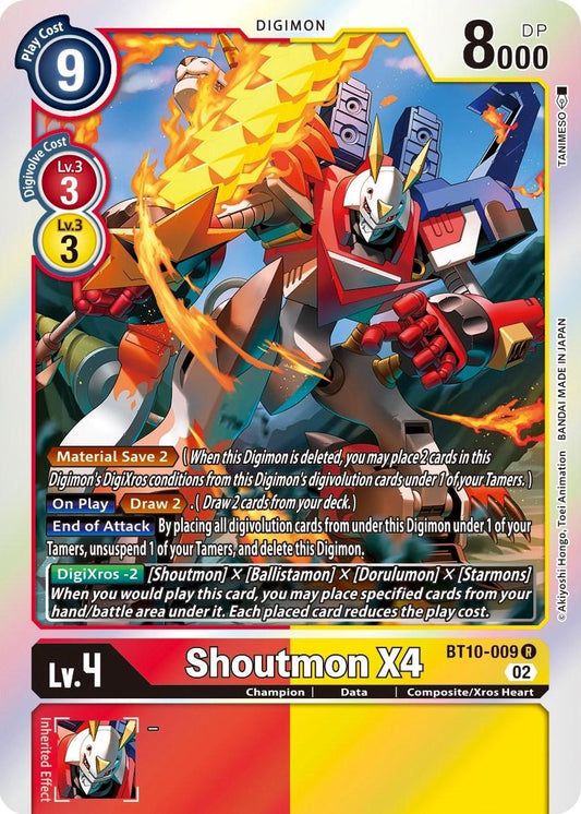 Shoutmon X4 [Foil] #BT10-009 Digimon Xros Encounter - NM