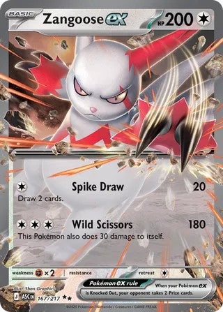 Zangoose ex #167/217 Héroes Ascendidos 2026 Casi Nuevo