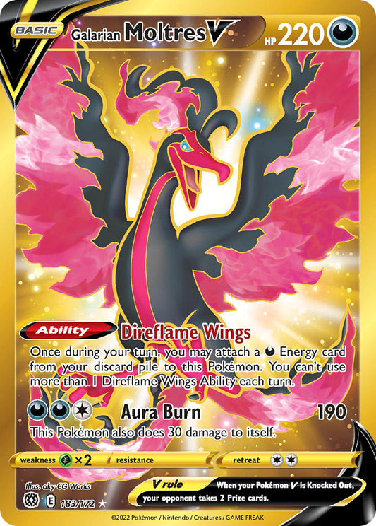 Galarian Moltres V 2022 Brilliant Stars Étoiles Étincelantes #183/172 Comme Neuf