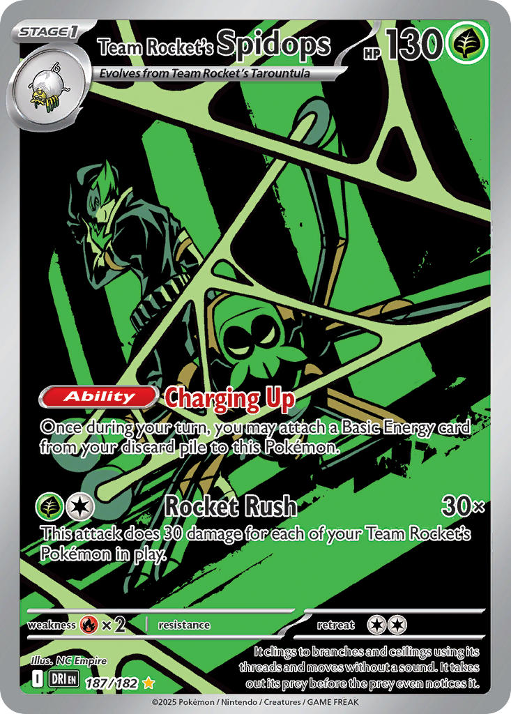 Team Rocket's Spidops #187/182 Destined Rivals 2025 Near Mint