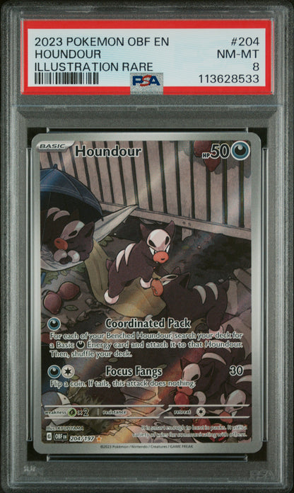 Houndour #204/197 Obsidian Flames 2023 PSA 8