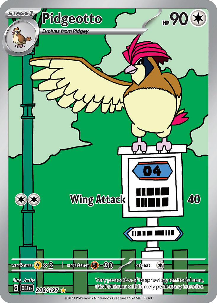 Pidgeotto #208/197 Llamas Obsidianas 2023 Casi Nuevo