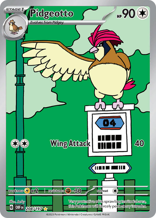 Pidgeotto #208/197 Llamas Obsidianas 2023 Casi Nuevo