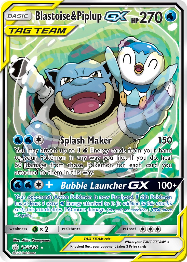 Blastoise & Piplup GX #215/236 Eclipse Cósmico 2019 Casi Nuevo
