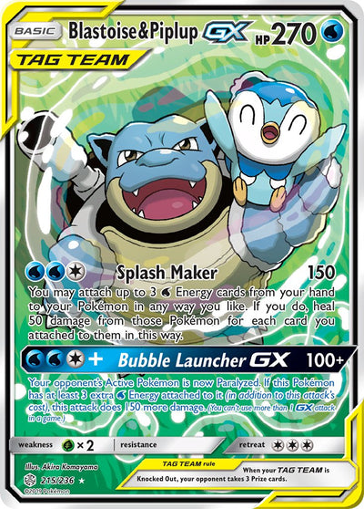 Blastoise & Piplup GX #215/236 Cosmic Eclipse 2019 Near Mint