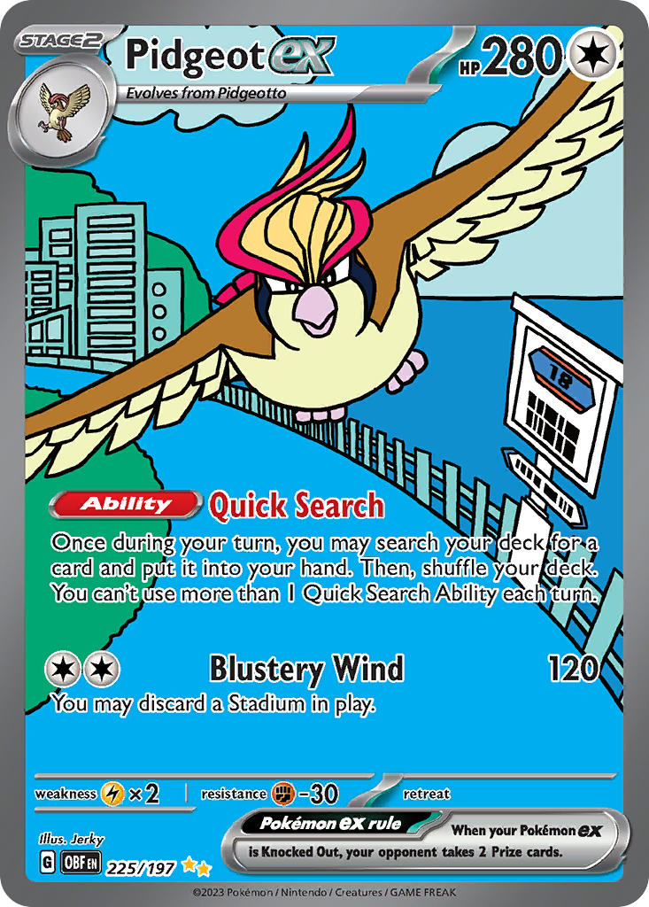 Pidgeot ex #225/197 Llamas Obsidianas 2023 Casi Nuevo