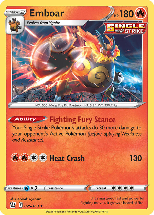 Emboar #025/163 Estilos de Combate 2021 Casi Nuevo