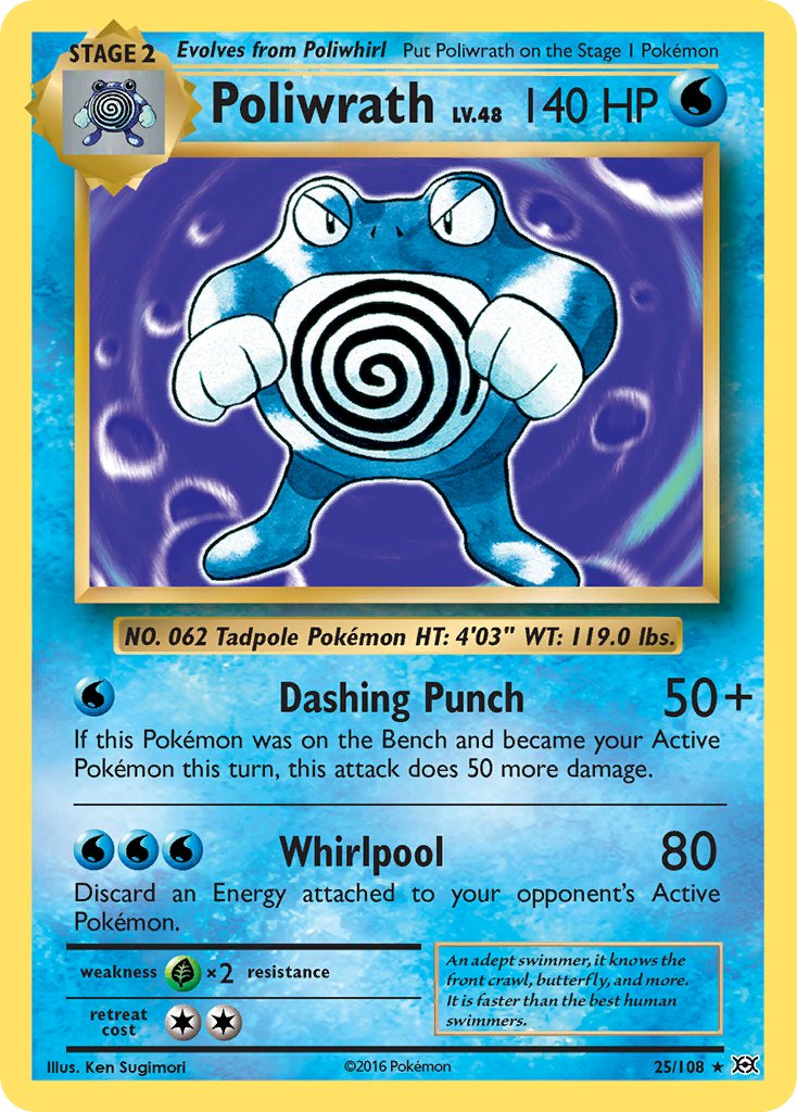 Poliwrath #25/108 Évolutions 2016 État Quasi Neuf